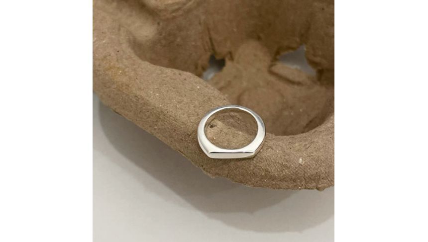 / Layered Geometric Wavy Open Alloy Ring