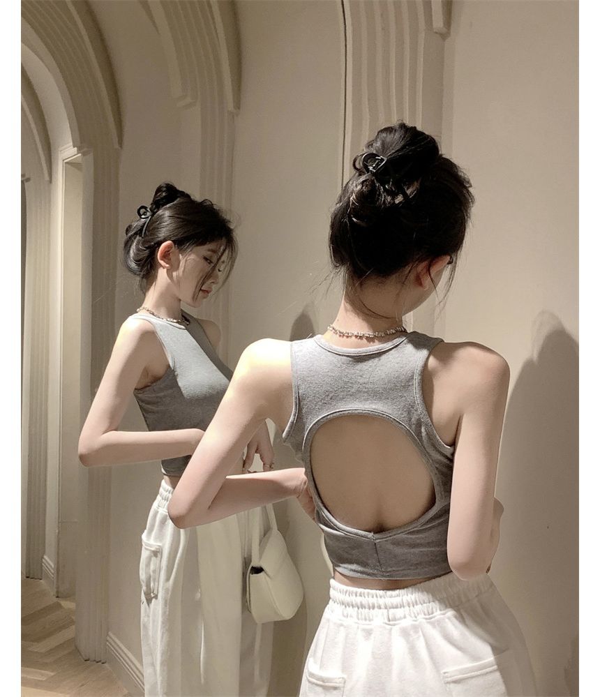 Crop Tank Top Open Plain Back
