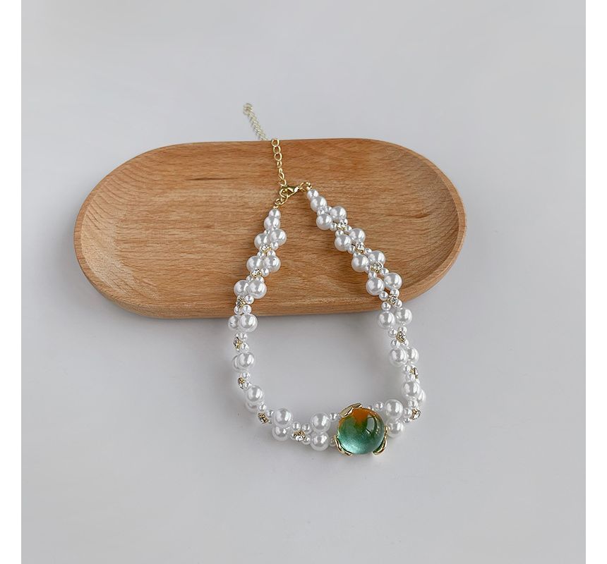 Choker Pearl Alloy Gemstone Faux