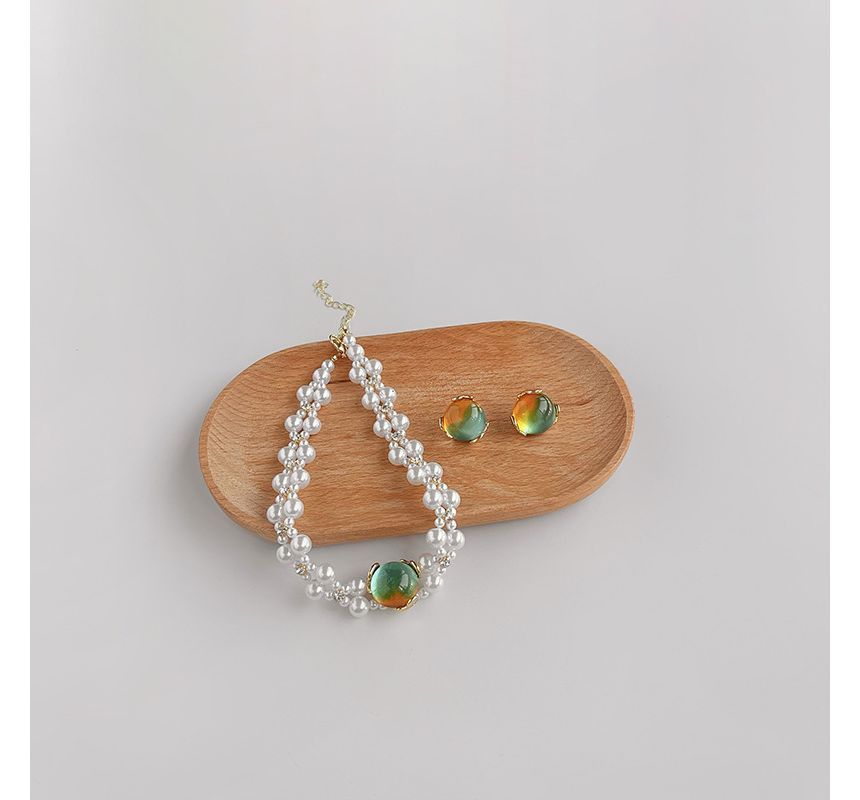 Choker Pearl Alloy Gemstone Faux