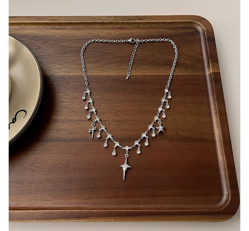 Fringed Star Rhinestone Alloy Choker