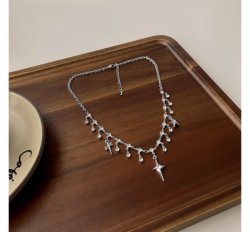 Fringed Star Rhinestone Alloy Choker
