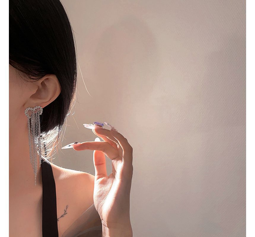 Heart Earring Alloy Fringed