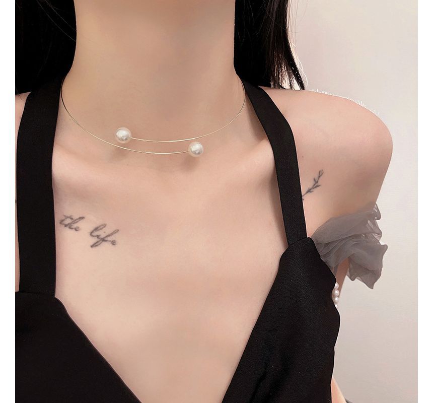 Faux Pearl Choker Open Alloy