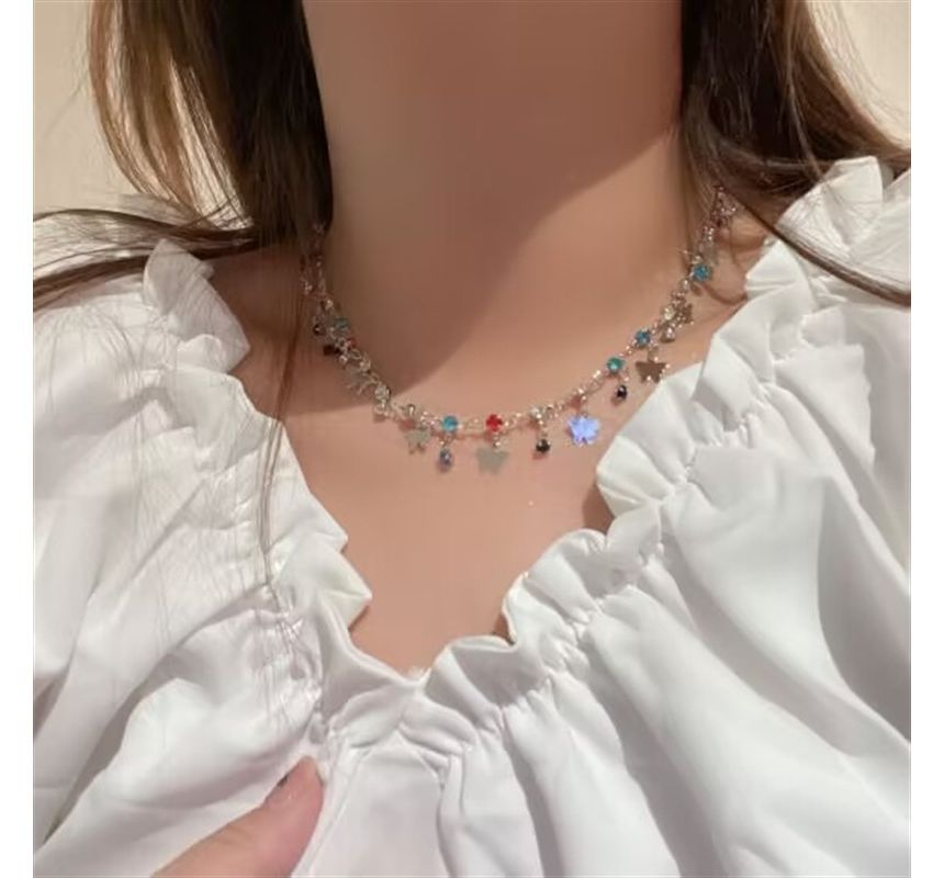 Choker Alloy Butterfly Rhinestone