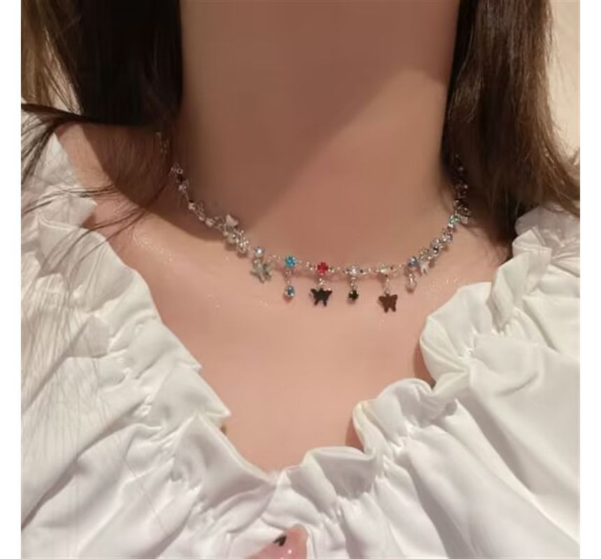 Choker Alloy Butterfly Rhinestone