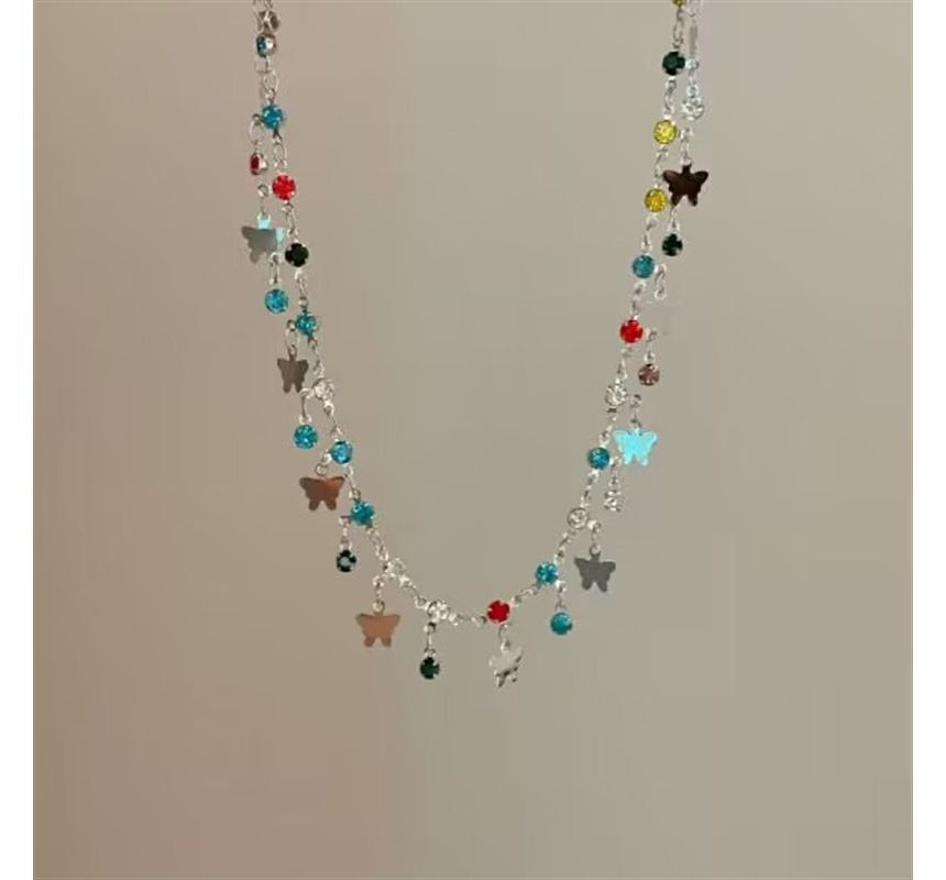Choker Alloy Butterfly Rhinestone