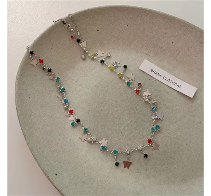Choker Alloy Butterfly Rhinestone