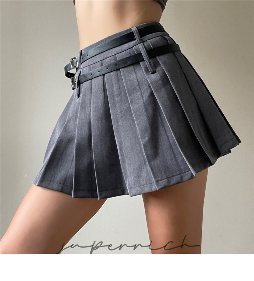 Rise Plain Pleated Mini Skirt High