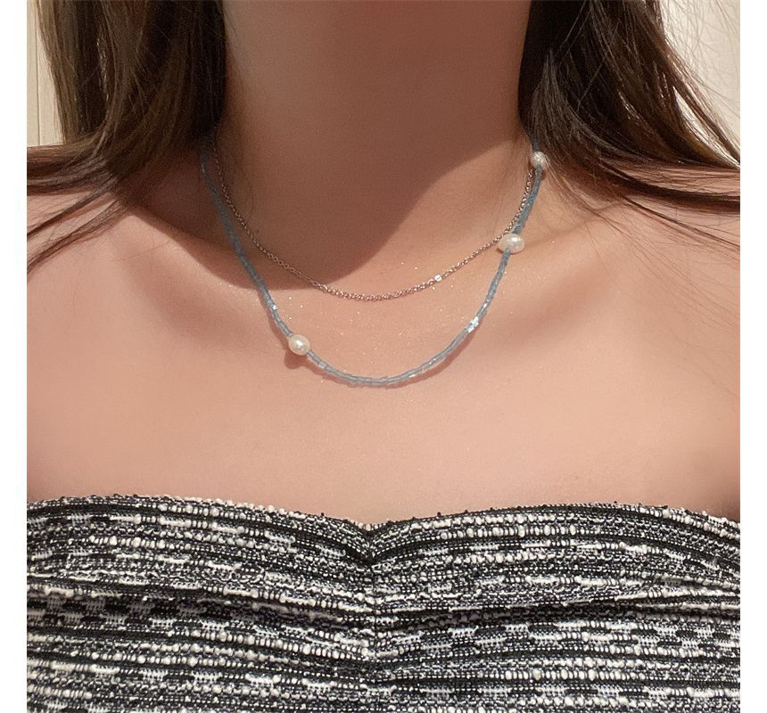 Faux Alloy Choker Pearl Layered