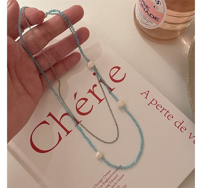 Faux Alloy Choker Pearl Layered