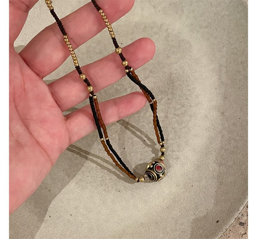 Bead Pendant Cord Bracelet Choker /