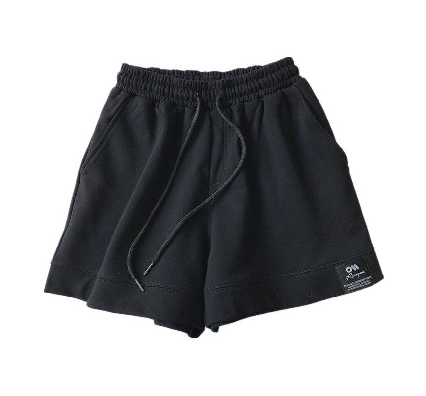 Shorts High Applique Label Plain Waist