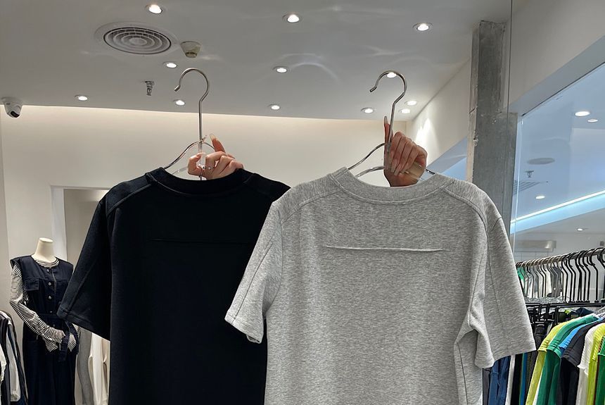 Midi Short-Sleeve Neck T-Shirt Plain Crew Dress