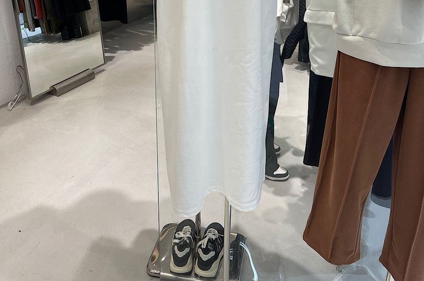 Midi Short-Sleeve Neck T-Shirt Plain Crew Dress