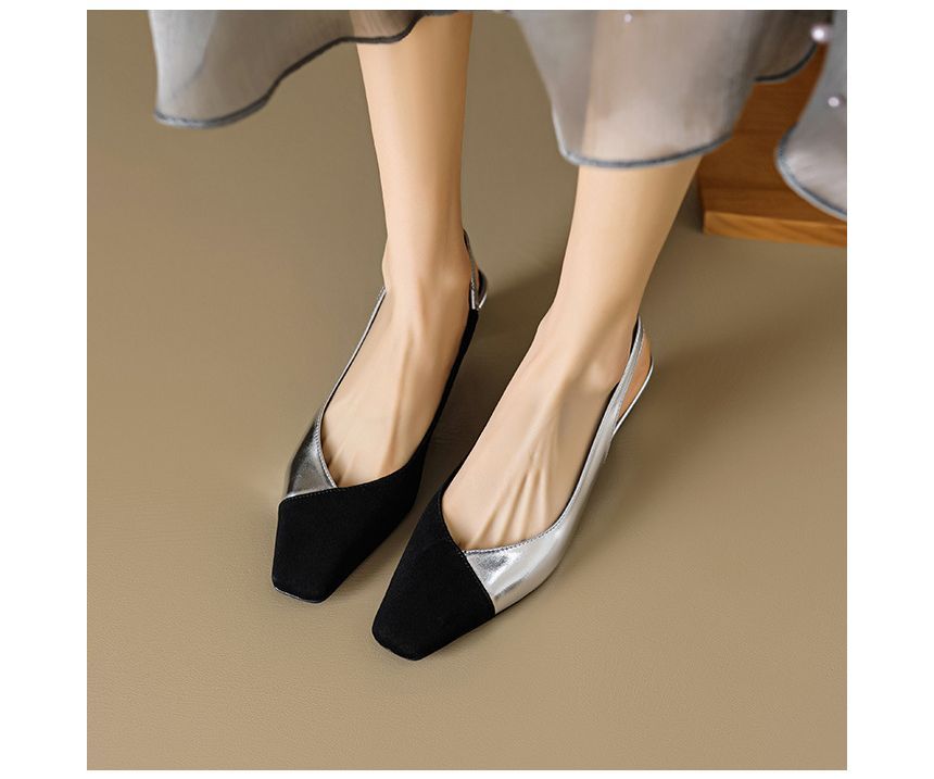 Toe Square Sandals Slingback Low-Heel