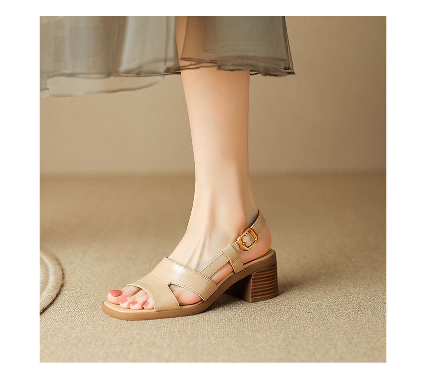 Block-Heel Sandals Square Slingback Toe