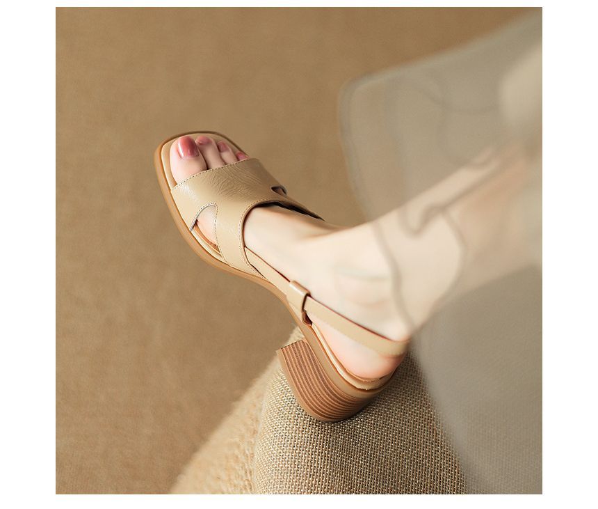Block-Heel Sandals Square Slingback Toe