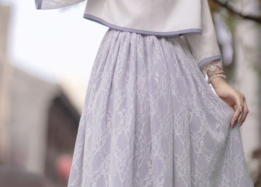 Lolita 3/4-Sleeve Qipao Top And High Rise Overlay Midi A-Line Skirt Set