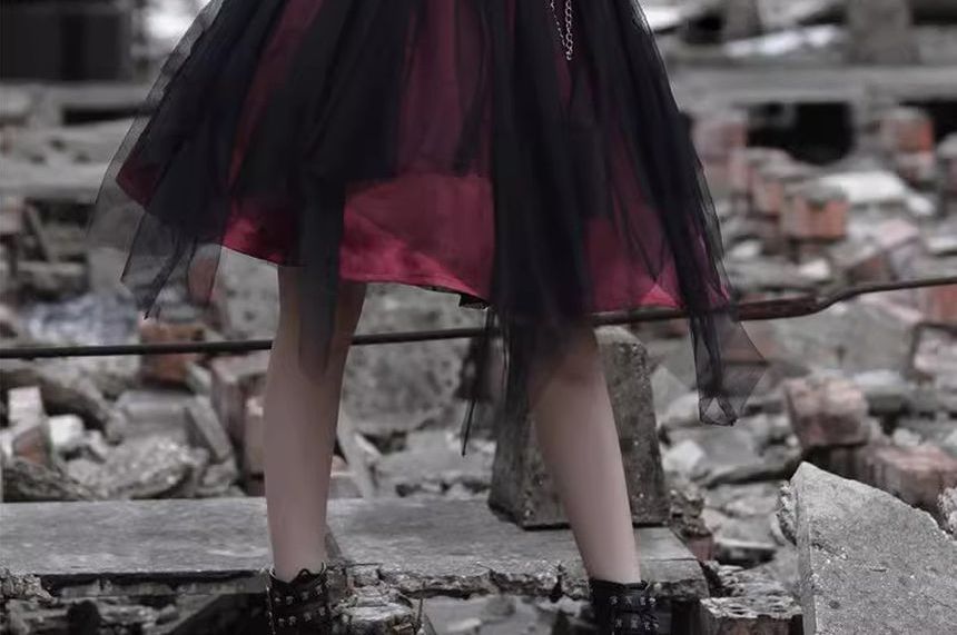 Lolita Long-Sleeve Off Shoulder Top / High Waist A-Line Skirt / Lace Socks (Various Designs)