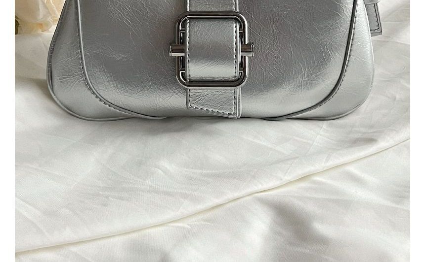 Plain Buckled Panel Shoulder Bag