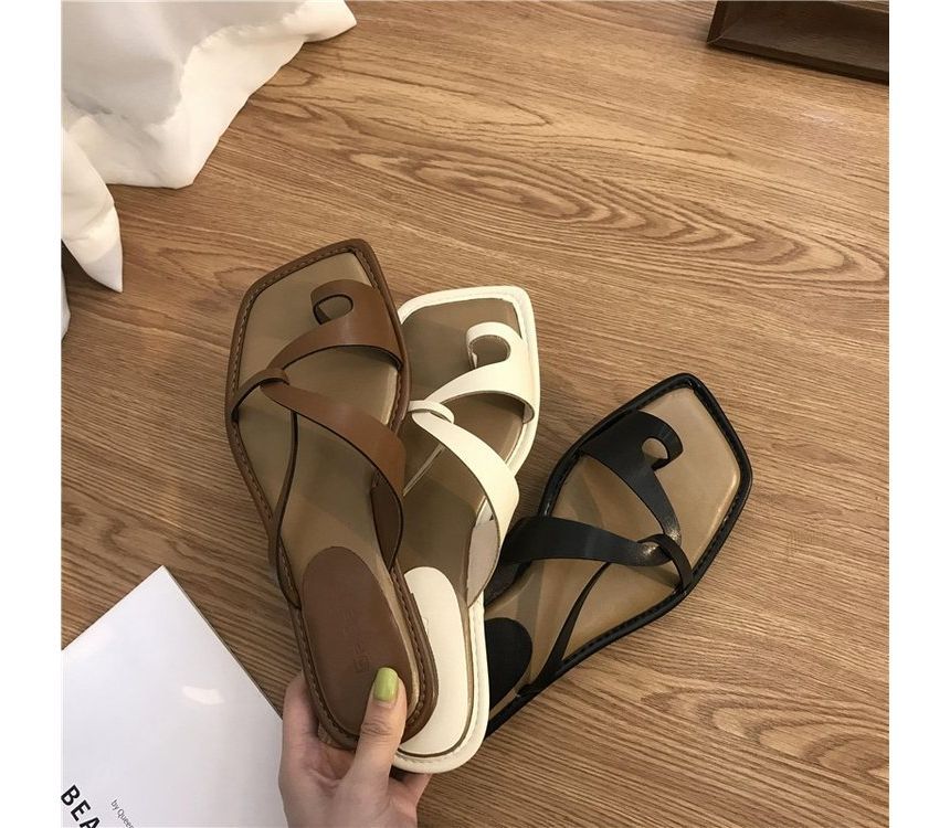 Square-Toe Sandals Slide Toe-Loop
