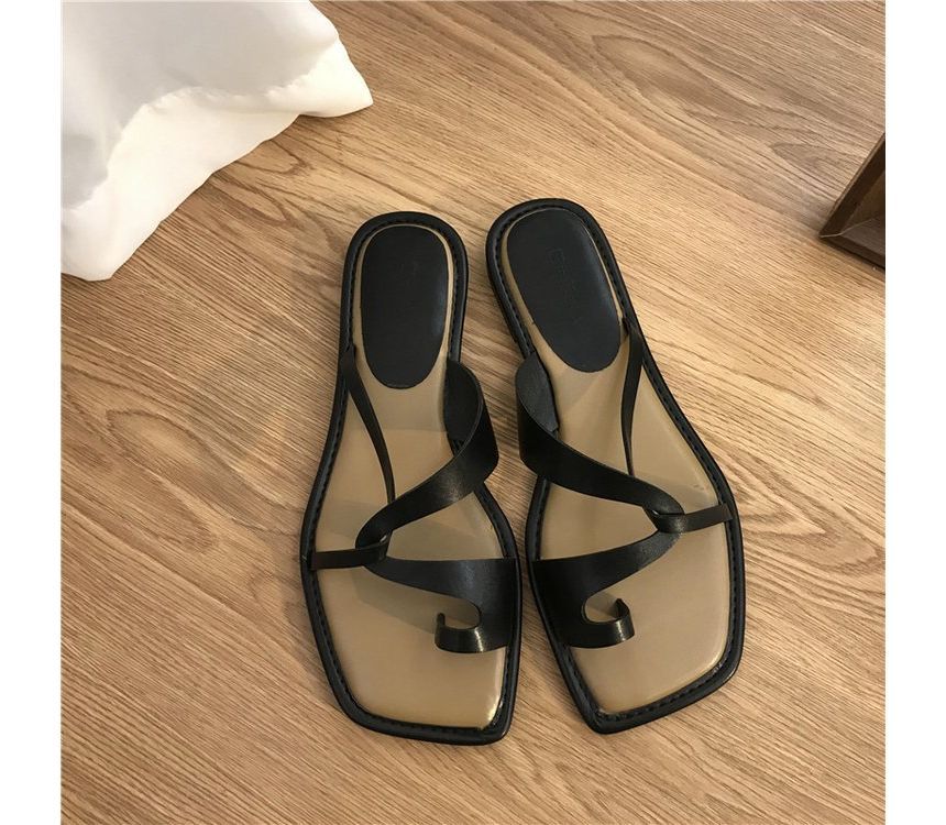 Square-Toe Sandals Slide Toe-Loop