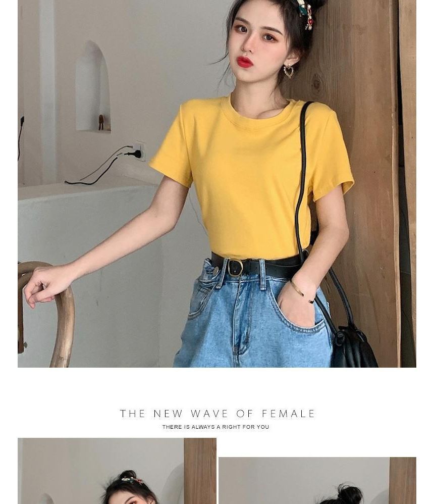 Tee Short-Sleeve Neck Round Plain