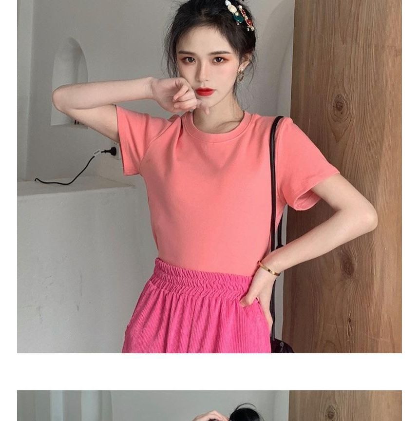 Tee Short-Sleeve Neck Round Plain