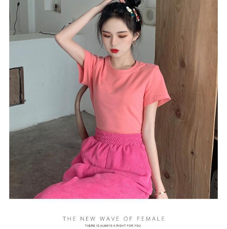 Tee Short-Sleeve Neck Round Plain