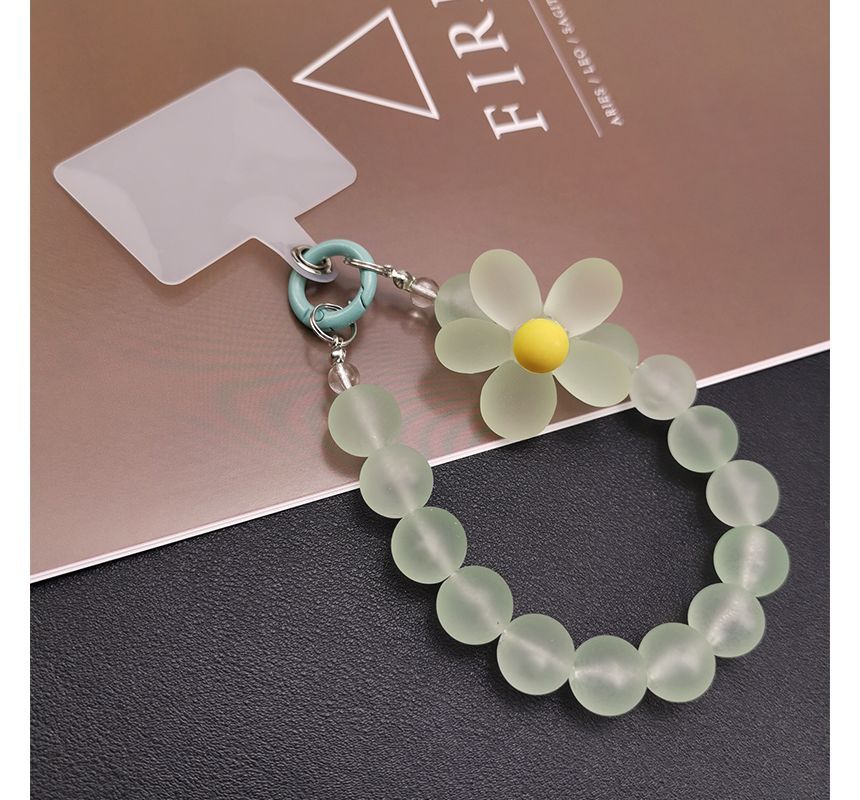 Floral Bead Phone Strap with Lanyard Pad