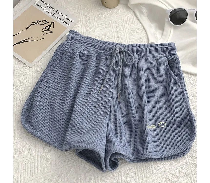 Waist High Letter Embroidered Shorts