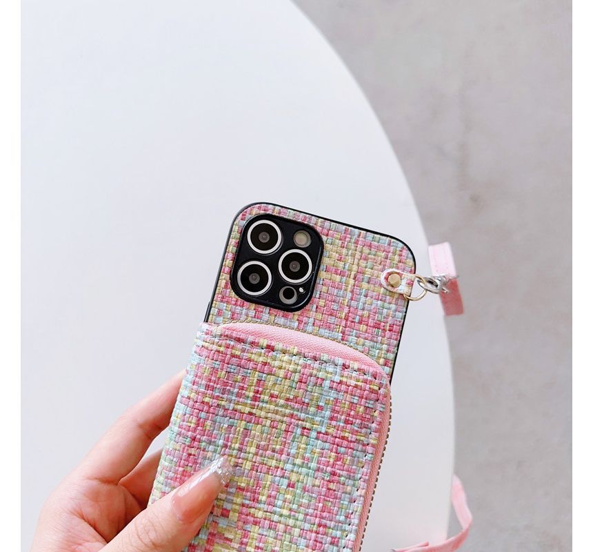 Case Phone Holder Fabric Card Plaid