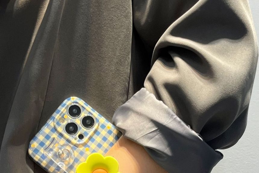 Case Plaid Flower Phone Wristband