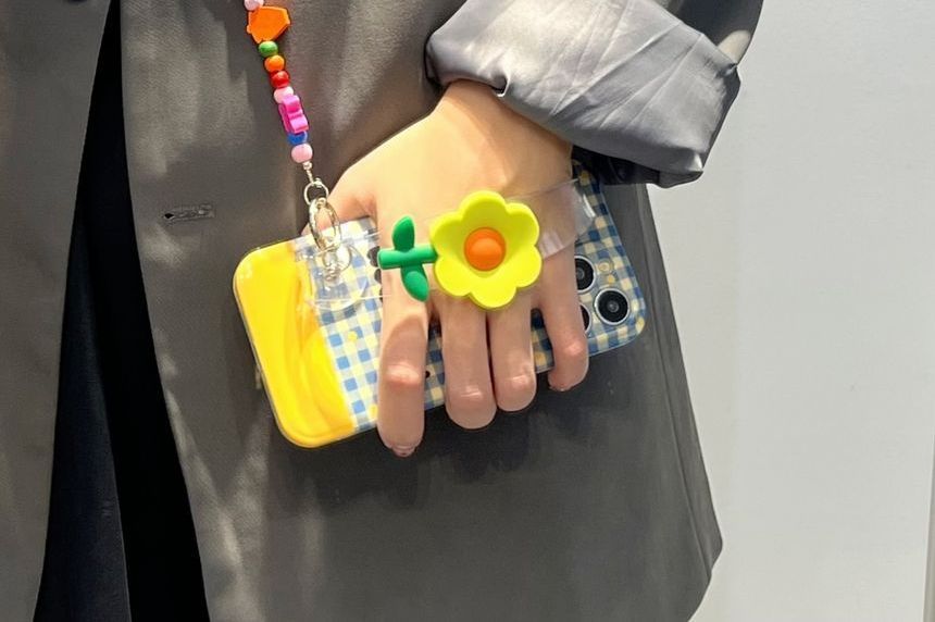 Case Plaid Flower Phone Wristband