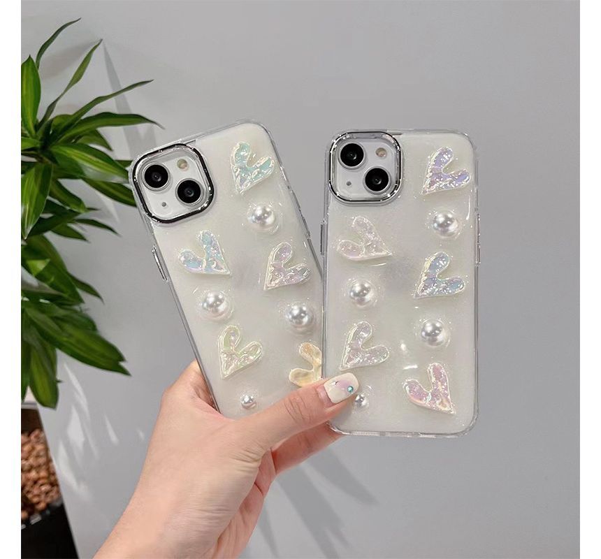 Pearl Heart Phone Faux Case