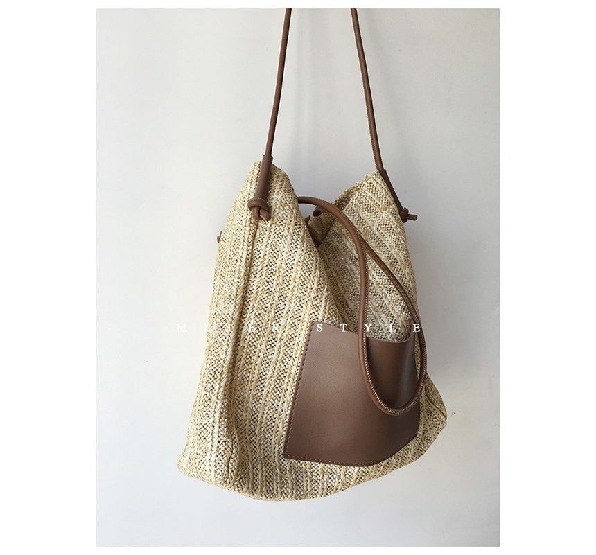 Tote Bag Straw Applique