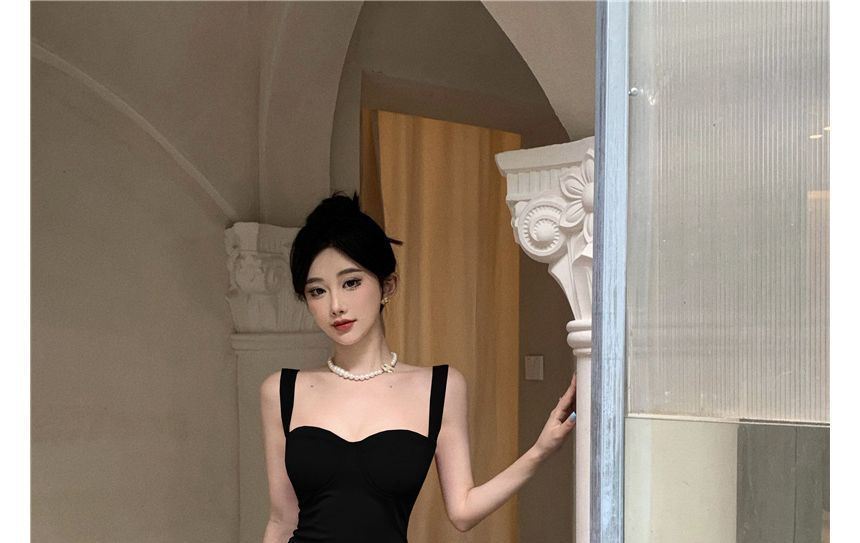 Plain Maxi Mermaid Dress with Spaghetti Straps