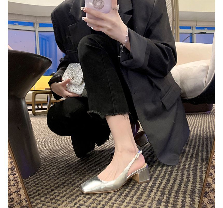 Slingback Heel Sandals Block