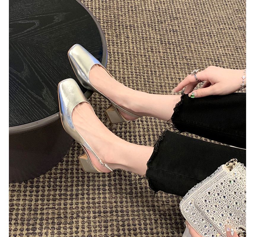 Slingback Heel Sandals Block