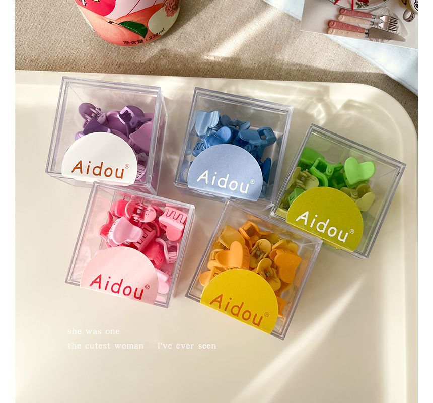 Set of 15: Heart Acrylic Hair Clamp