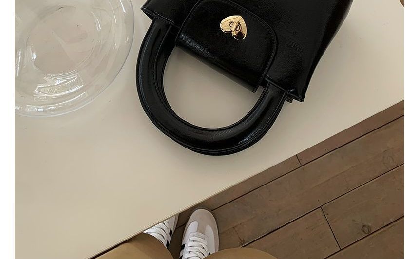 Heart Lock Handbag Leather Faux