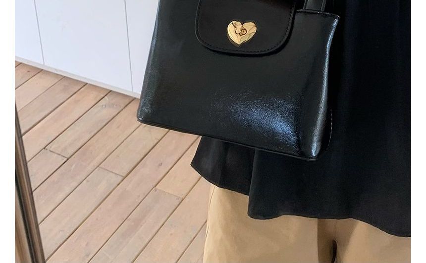 Heart Lock Handbag Leather Faux