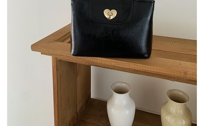 Heart Lock Handbag Leather Faux
