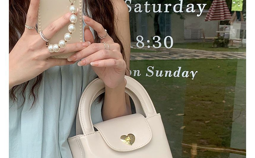 Heart Lock Handbag Leather Faux