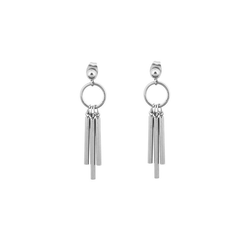 Bar Drop Hoop Earring / Ear Stud / Clip-On Earring