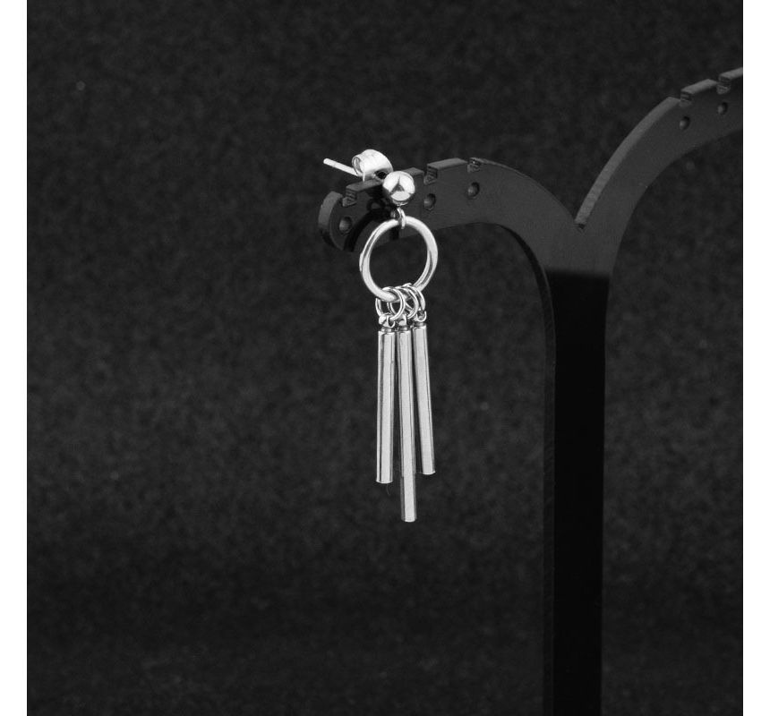 Bar Drop Hoop Earring / Ear Stud / Clip-On Earring