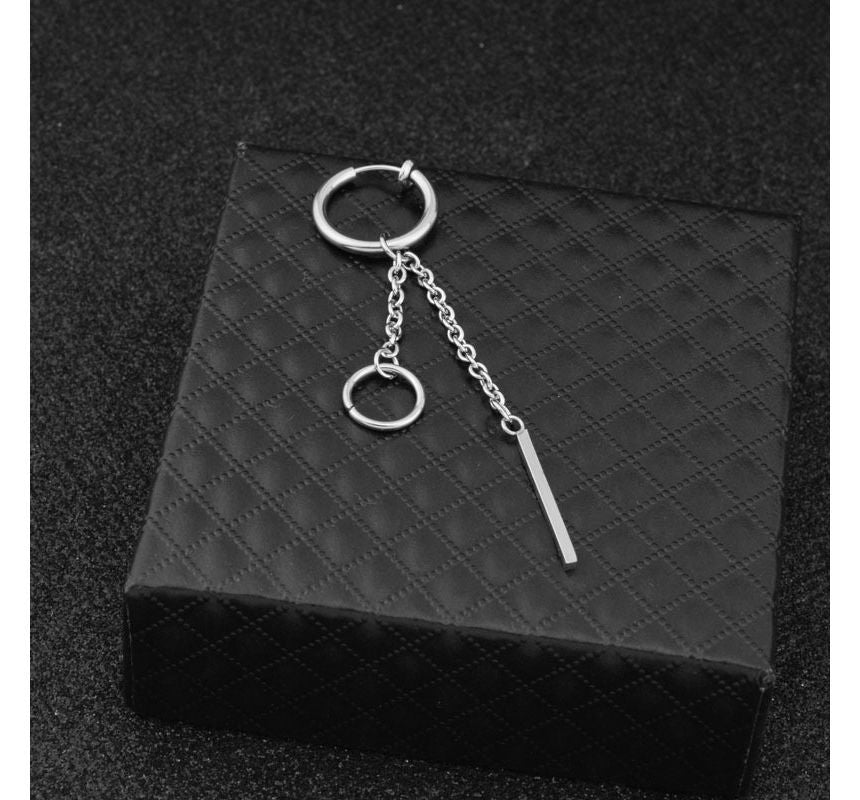 Bar Hoop Drop Earring / Ear Stud / Clip-On Earring