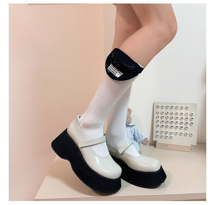 Lettering Pouch Panel Plain Socks