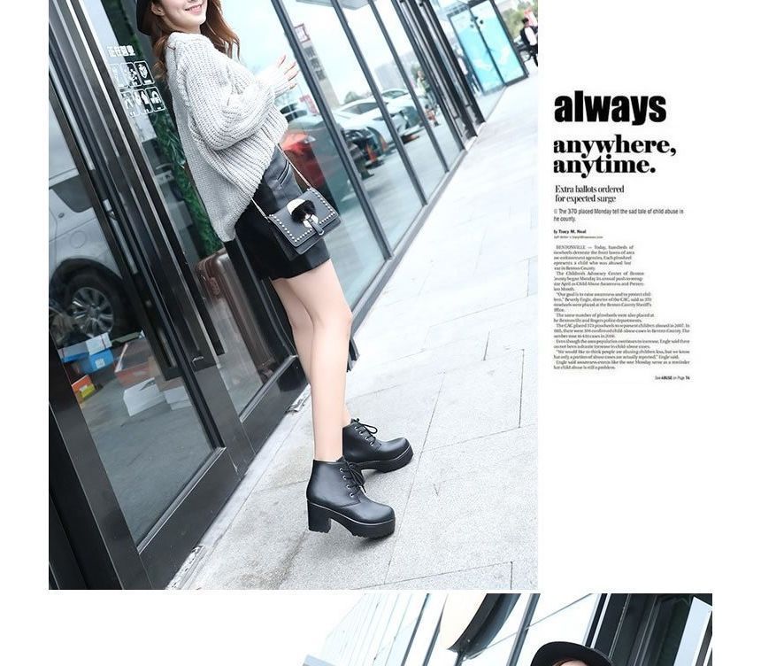 Ankle Lace-Up Chunky Platform Boots Heel